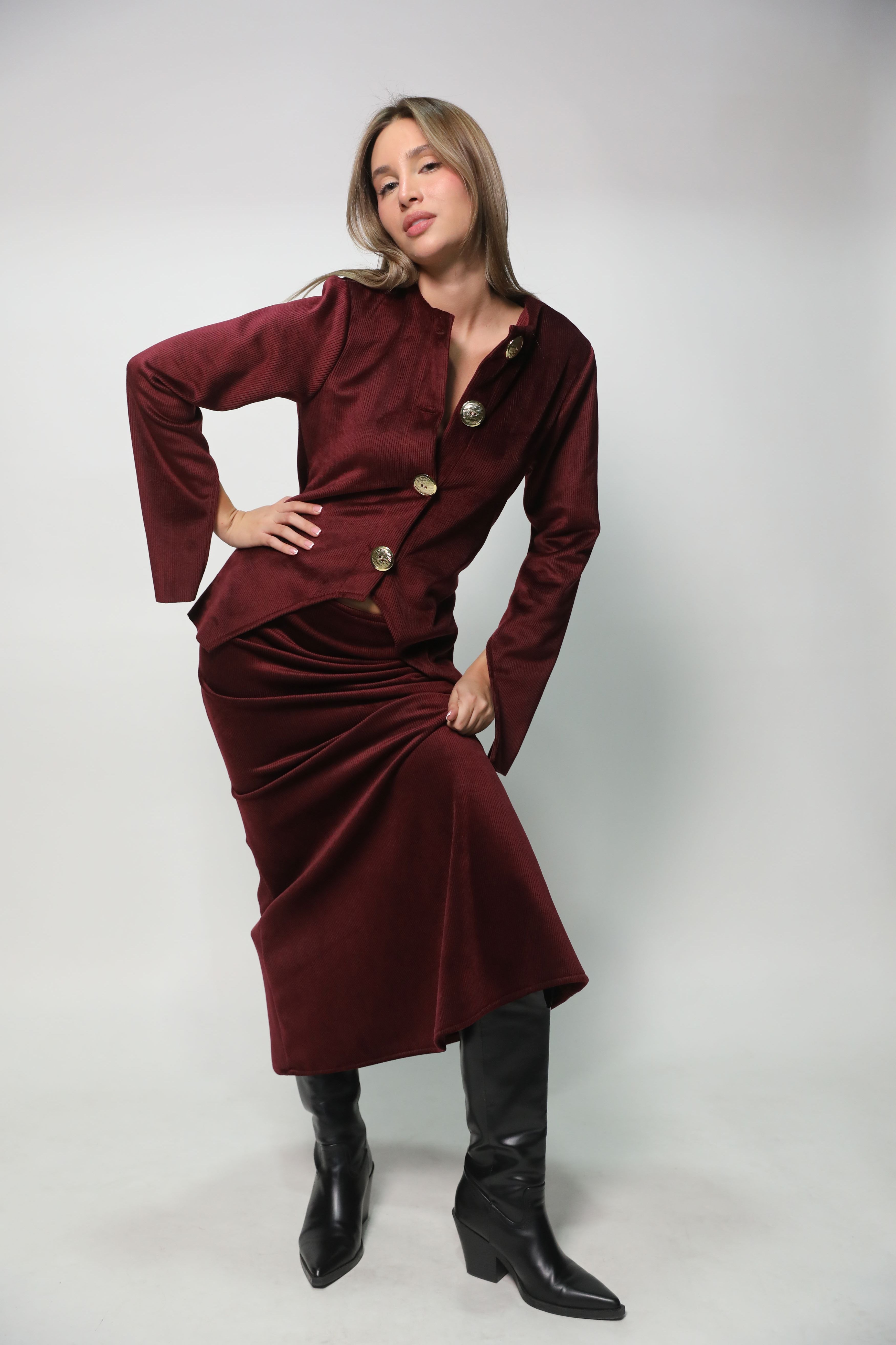 THE BURGUNDY SKIRT